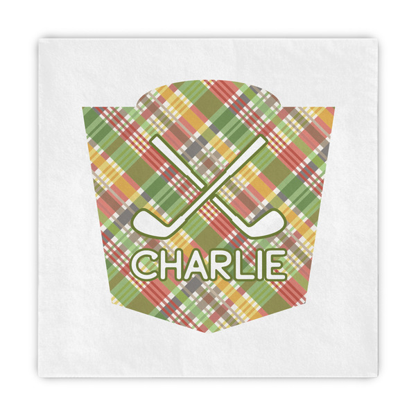 Custom Golfer's Plaid Decorative Paper Napkins (Personalized)