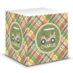 Golfer's Plaid Sticky Note Cube (Personalized)
