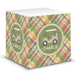 Golfer's Plaid Sticky Note Cube (Personalized)