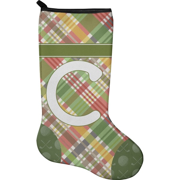Custom Golfer's Plaid Holiday Stocking - Neoprene (Personalized)