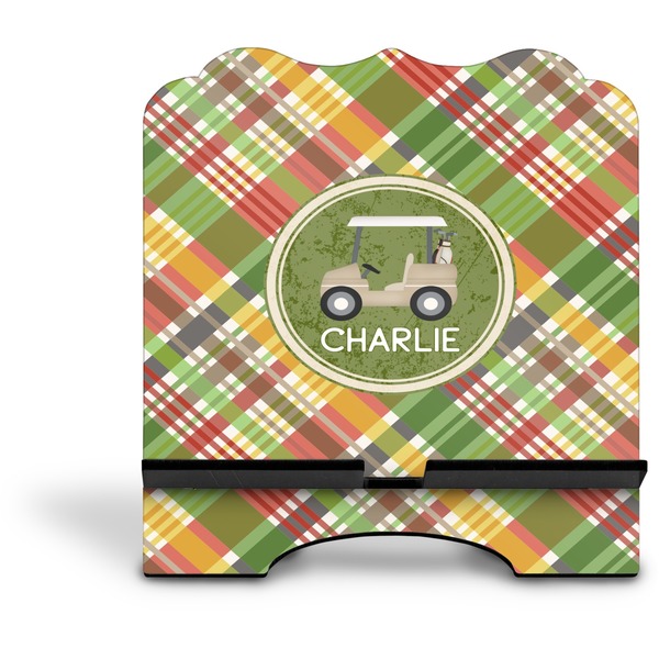 Golfer's Plaid Stylized Tablet Stand - Front without iPad