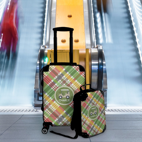 Golfer's Plaid Suitcase Set 4 - IN CONTEXT