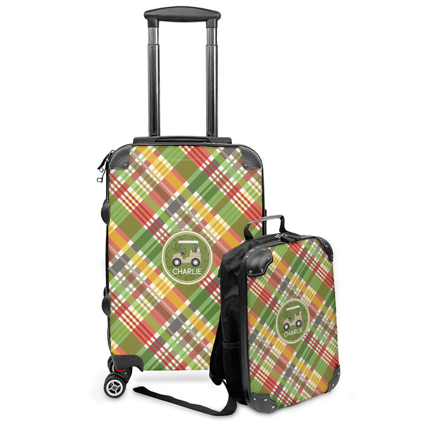Custom Golfer's Plaid Kids 2-Piece Luggage Set - Suitcase & Backpack (Personalized)