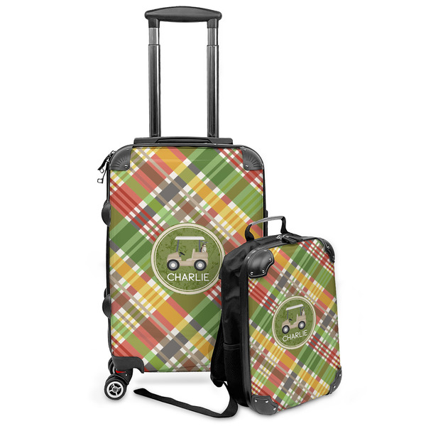 Custom Golfer's Plaid Kids 2-Piece Luggage Set - Suitcase & Backpack (Personalized)