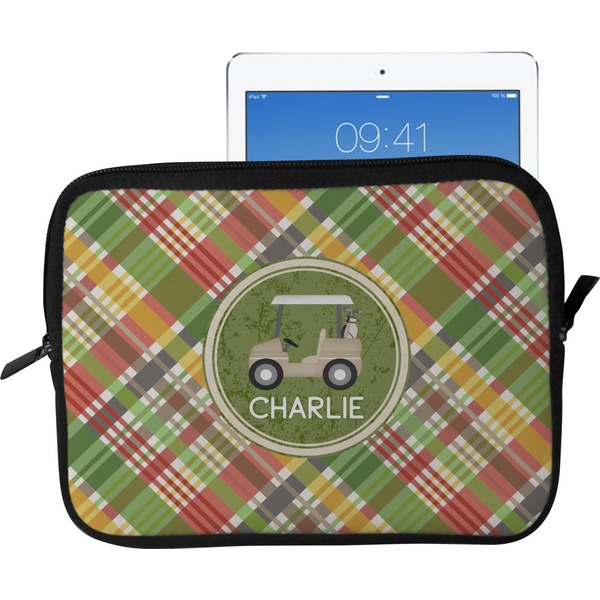 Custom Golfer's Plaid Tablet Case / Sleeve - Large (Personalized)