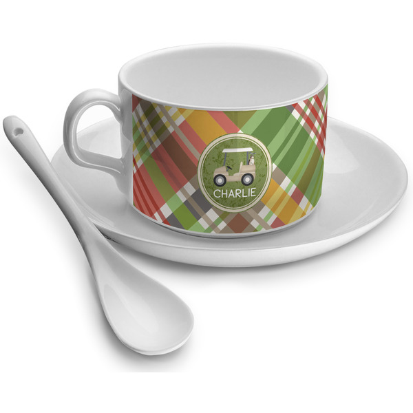 Custom Golfer's Plaid Tea Cup (Personalized)
