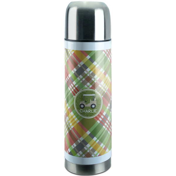 Custom Golfer's Plaid Stainless Steel Thermos (Personalized)