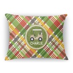 Golfer's Plaid Rectangular Throw Pillow Case (Personalized)