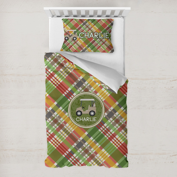 Custom Golfer's Plaid Toddler Bedding Set - With Pillowcase (Personalized)