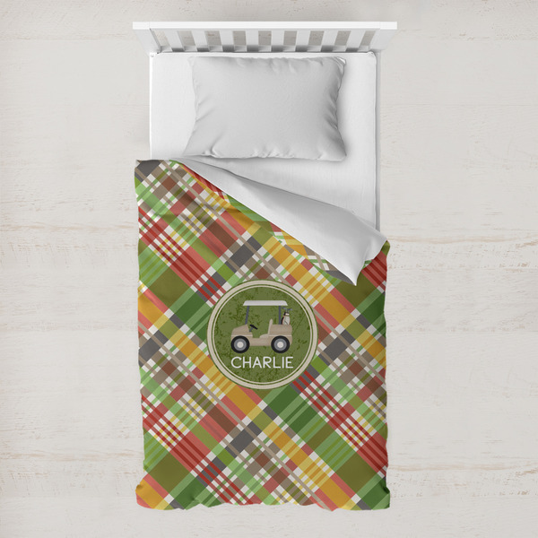 Custom Golfer's Plaid Toddler Duvet Cover w/ Name or Text