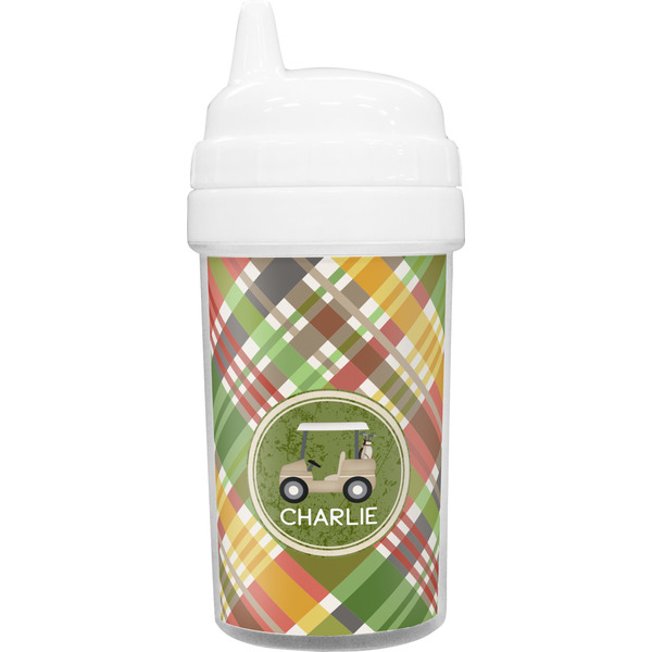 Custom Golfer's Plaid Toddler Sippy Cup (Personalized)