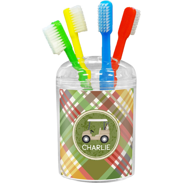 Custom Golfer's Plaid Toothbrush Holder (Personalized)