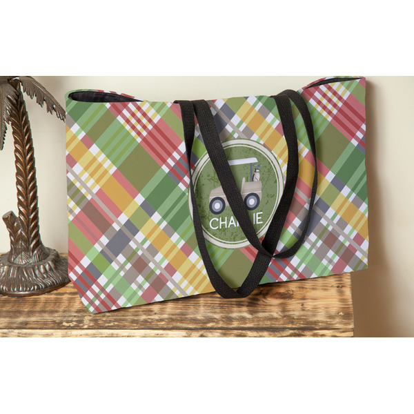 Golfer's Plaid Tote w/Black Handles - Lifestyle View
