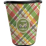 Golfer's Plaid Waste Basket - Single Sided (Black) (Personalized)