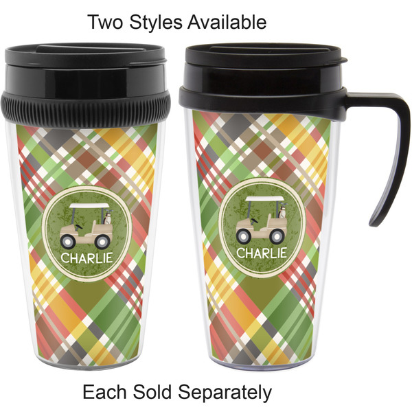 Golfer's Plaid Travel Mugs - with & without Handle