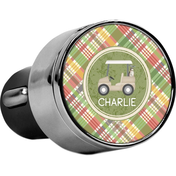Custom Golfer's Plaid USB Car Charger (Personalized)