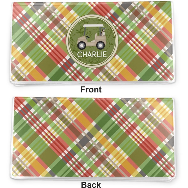 Golfer's Plaid Vinyl Check Book Cover - Front and Back