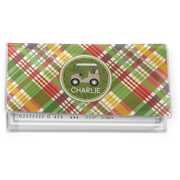 Custom Golfer's Plaid Vinyl Checkbook Cover (Personalized)