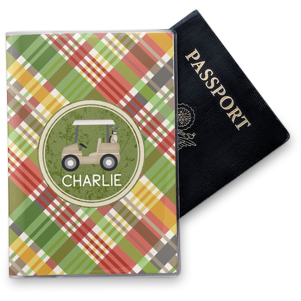Custom Golfer's Plaid Vinyl Passport Holder (Personalized)