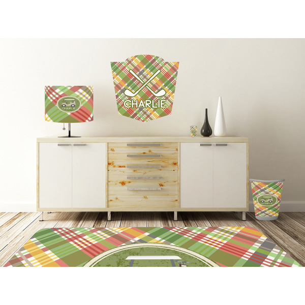 Golfer's Plaid Wall Graphic Decal Wooden Desk