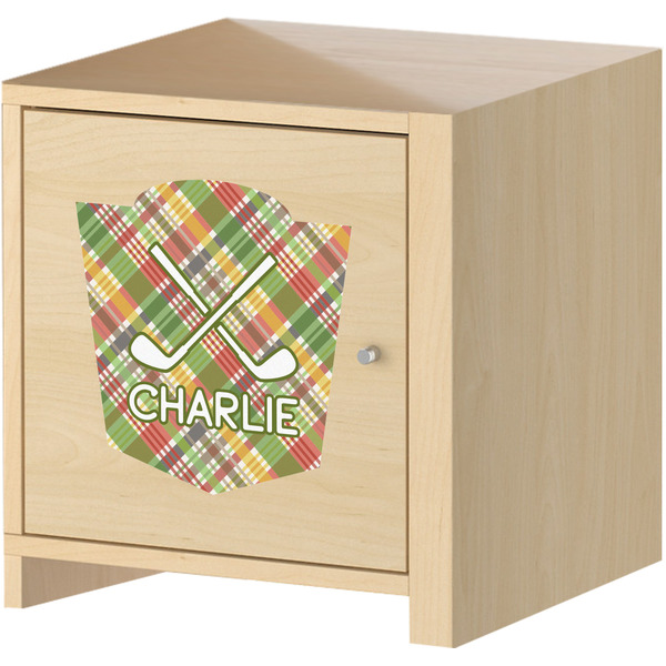 Golfer's Plaid Wall Graphic on Wooden Cabinet