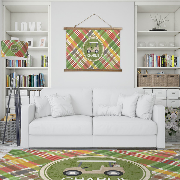 Golfer's Plaid Wall Hanging Tapestry - IN CONTEXT