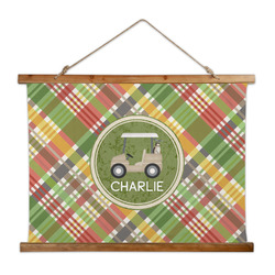 Golfer's Plaid Wall Hanging Tapestry - Wide (Personalized)