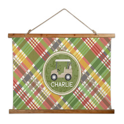 Golfer's Plaid Wall Hanging Tapestry - Wide (Personalized)