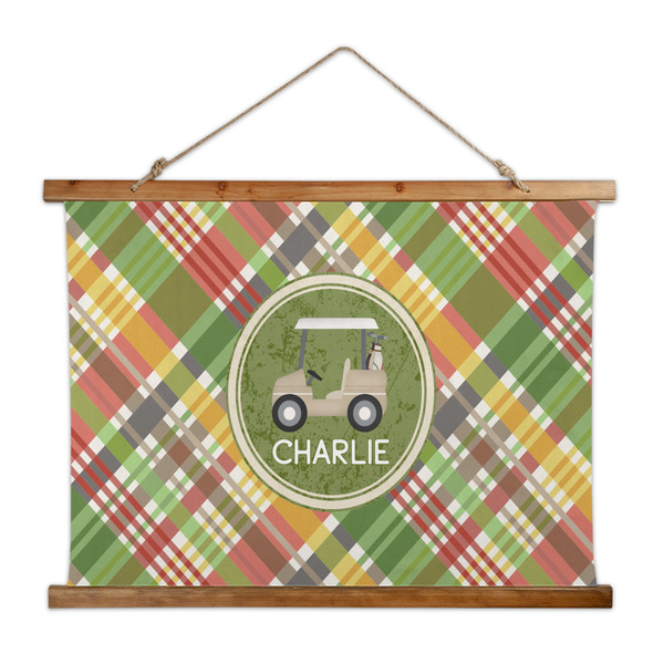 Custom Golfer's Plaid Wall Hanging Tapestry - Wide (Personalized)