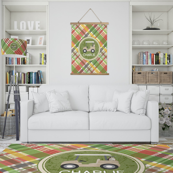 Golfer's Plaid Wall Hanging Tapestry - Portrait - IN CONTEXT
