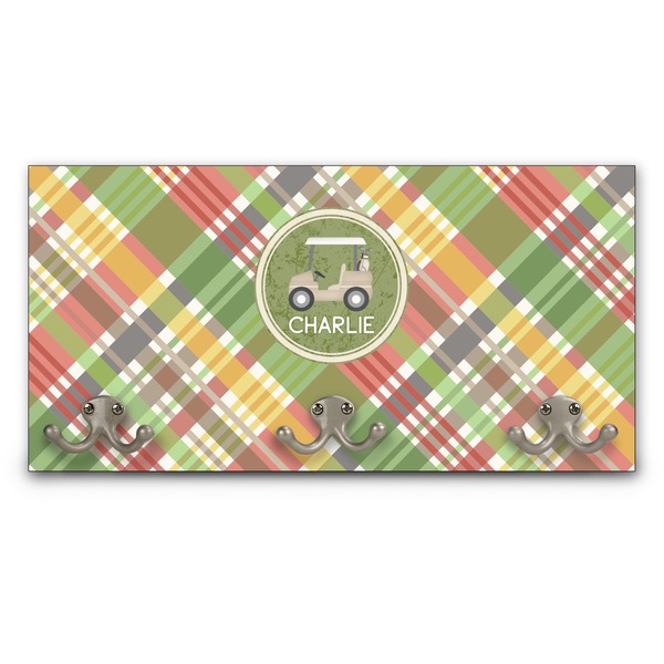 Custom Golfer's Plaid Wall Mounted Coat Rack (Personalized)