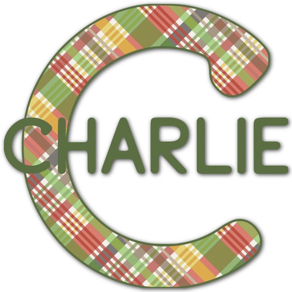 Custom Golfer's Plaid Name & Initial Decal - Up to 9"x9" (Personalized)