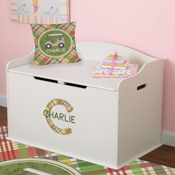 Golfer's Plaid Wall Name & Initial Small on Toy Chest