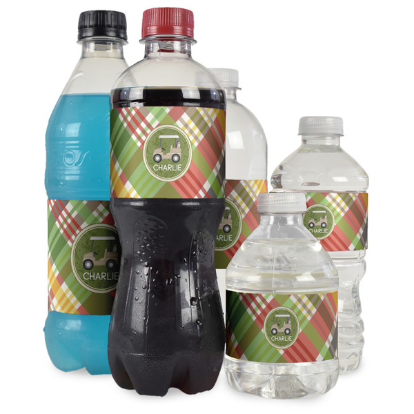Golfer's Plaid Water Bottle Label - Multiple Bottle Sizes