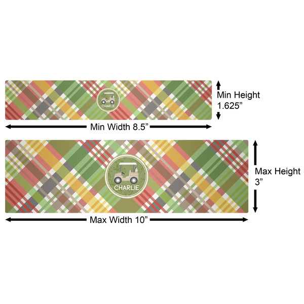 Golfer's Plaid Water Bottle Labels w/ Dimensions