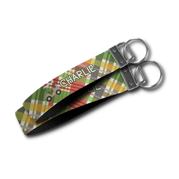 Golfer's Plaid Webbing Keychain FOBs - Size Comparison