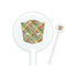 Golfer's Plaid White Plastic 5.5" Stir Stick - Round - Closeup