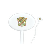 Golfer's Plaid 7" Oval Plastic Stir Sticks - White - Single Sided (Personalized)