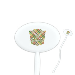 Golfer's Plaid 7" Oval Plastic Stir Sticks - White - Double Sided (Personalized)