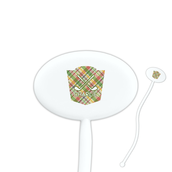 Custom Golfer's Plaid Oval Plastic Stir Sticks (Personalized)