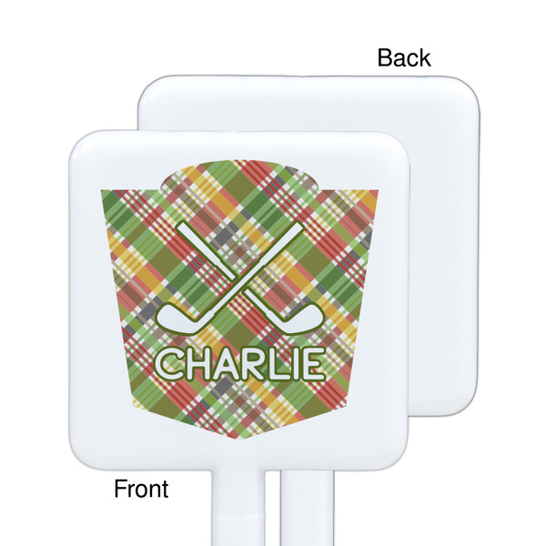 Golfer's Plaid White Plastic Stir Stick - Single Sided - Square - Approval