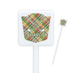 Golfer's Plaid Square Plastic Stir Sticks (Personalized)