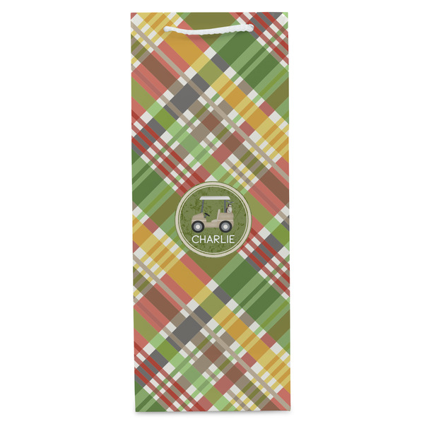 Golfer's Plaid Wine Gift Bag - Matte - Front