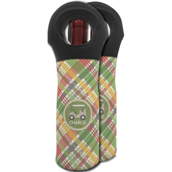 Golfer's Plaid Wine Tote Bag - MAIN