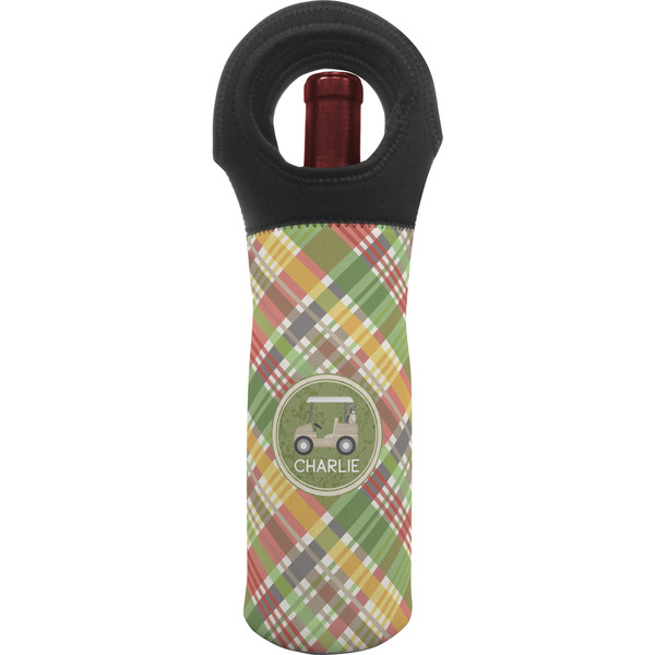 Custom Golfer's Plaid Wine Tote Bag (Personalized)