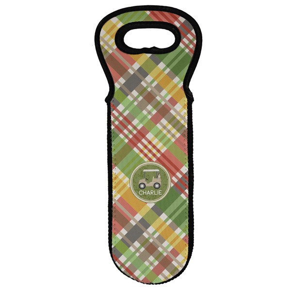 Custom Golfer's Plaid Wine Tote Bag (Personalized)