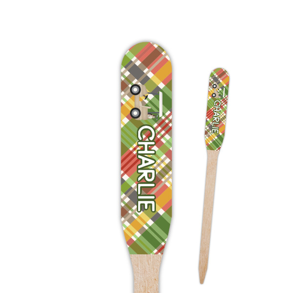 Custom Golfer's Plaid Paddle Wooden Food Picks (Personalized)