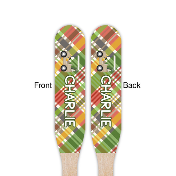 Golfer's Plaid Wooden Food Pick - Paddle - Double Sided - Front & Back