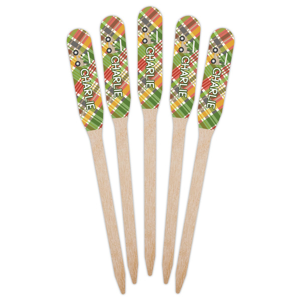 Golfer's Plaid Wooden Food Pick - Paddle - Fan View