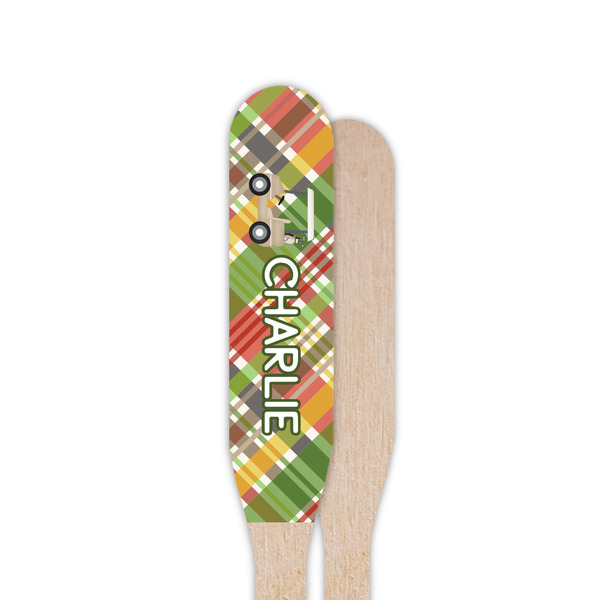 Golfer's Plaid Wooden Food Pick - Paddle - Single Sided - Front & Back